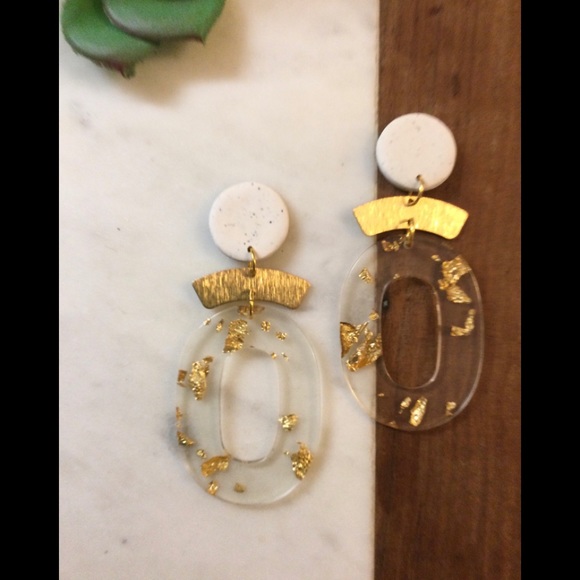 Hand Crafted Jewelry - Polymer clay and brass earrings